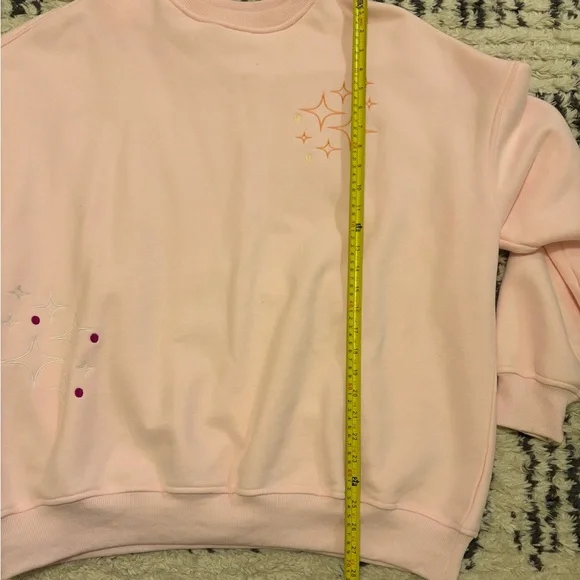 Pink Graphic Sweatshirt with Multicolor Stitching Detail - Picture 7 of 11